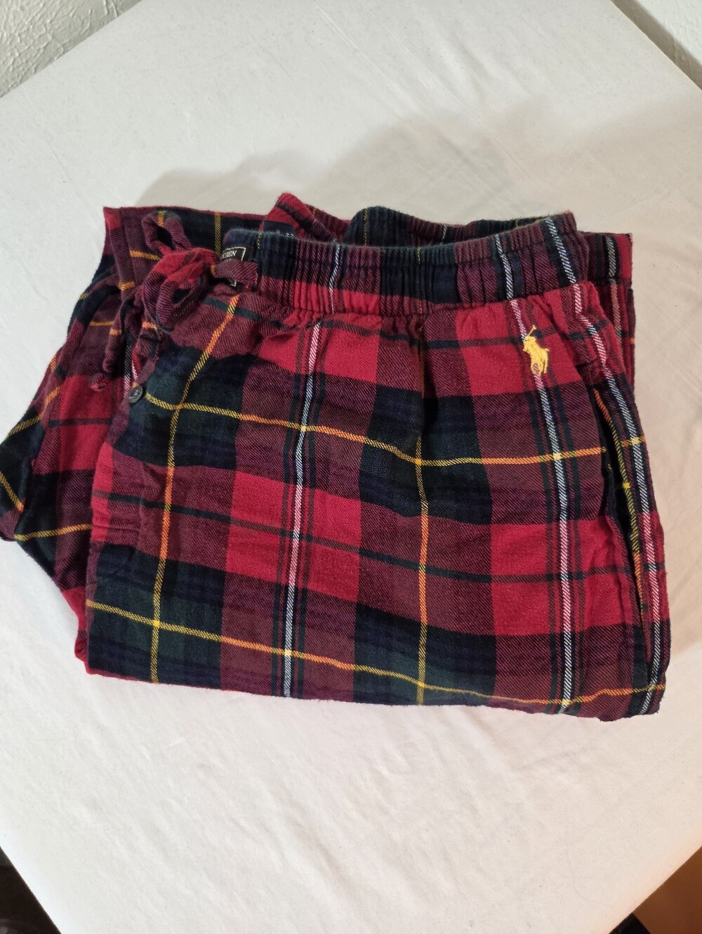 Polo by Ralph Lauren Red and Navy Plaid   Men's Flannel Bottoms Size L